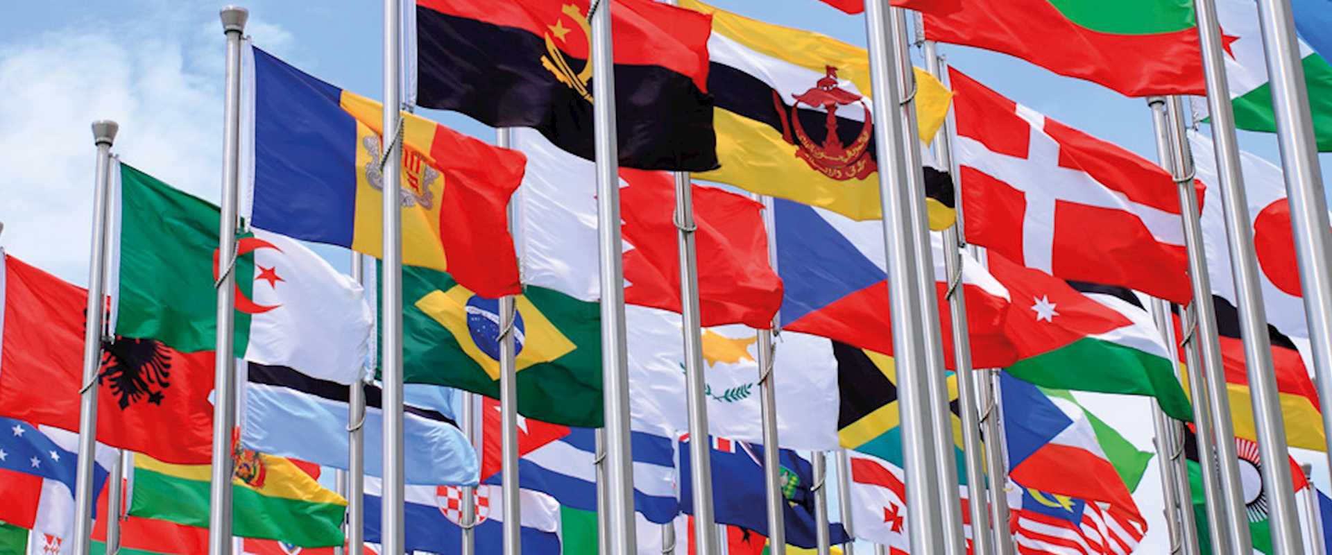 Various flags blowing in the wind