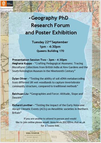 2026 Geography Postgraduate Research Forum Schedule