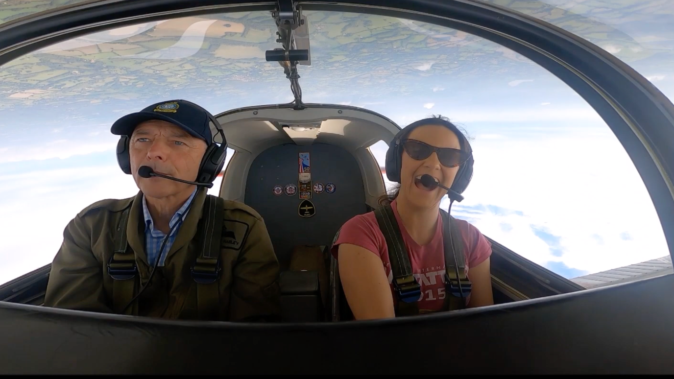  Emma upside down in cockpit as plane performs aileron roll 